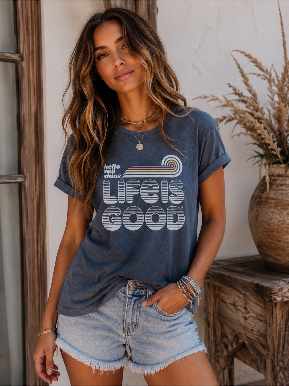 Life Is Good Navy Retro Graphic Tee